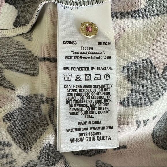 Ted Baker Colour by Numbers Queta Crane-Print Dress in Pink Size 3 (8 US) - Picture 8 of 9